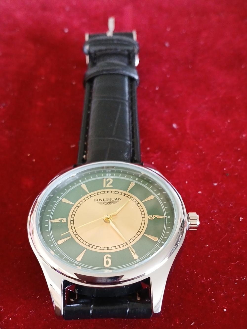 Green and Cream Men's Dress Watch